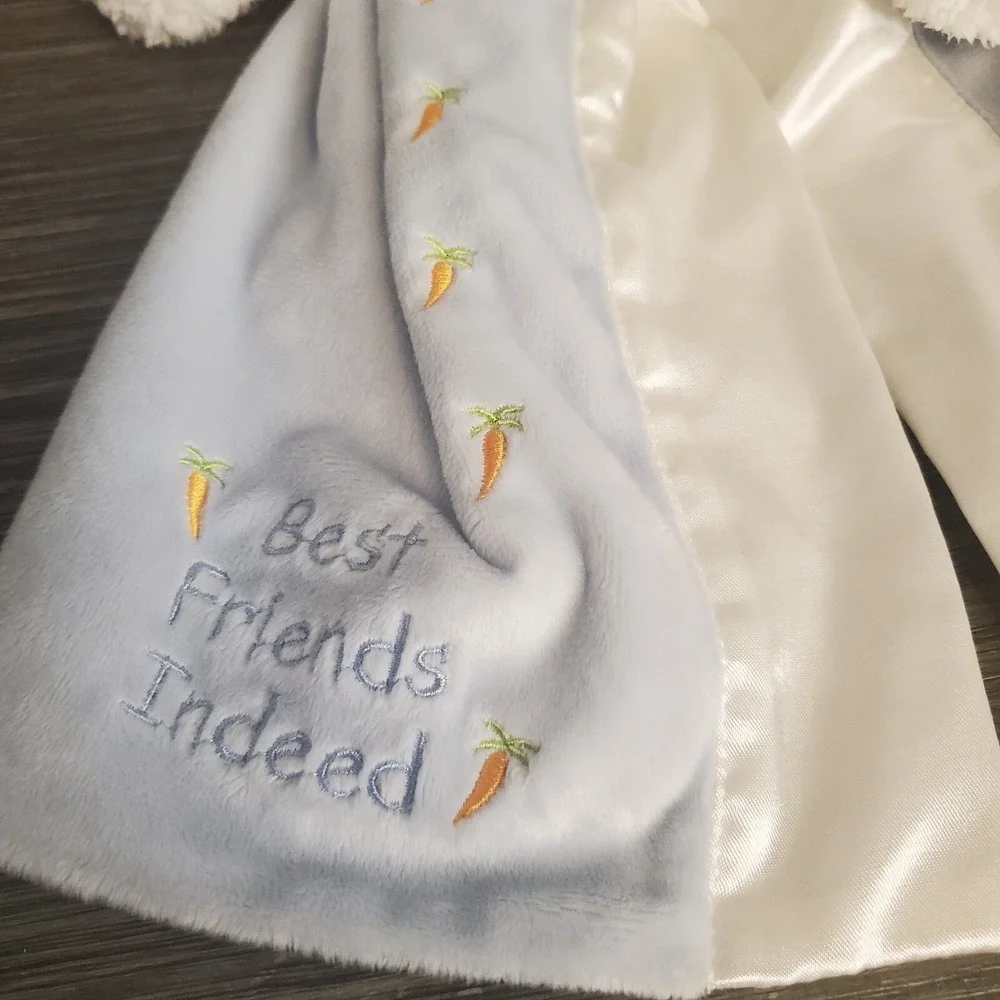 Bunnies By‎ The Bay Security Blanket Best Friends Indeed Blue Rabbit Satin Lovey